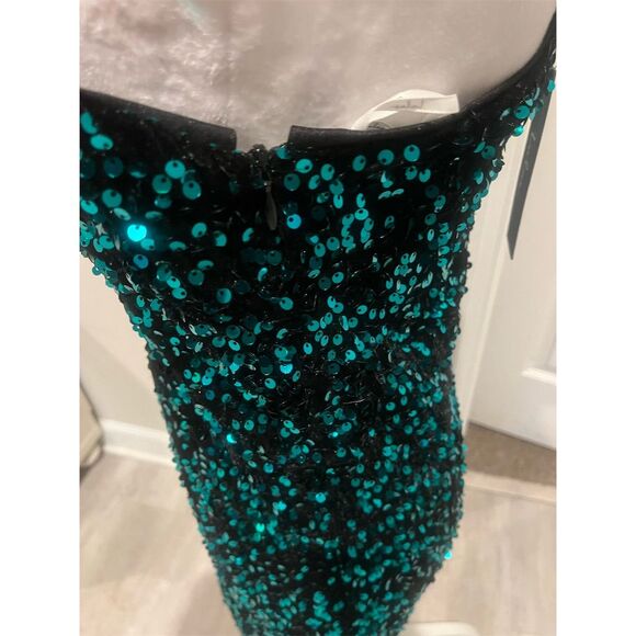 Lulus Women's One Shoulder Sequin Bodycon Dress Green Party Size L NWT - Picture 4 of 12